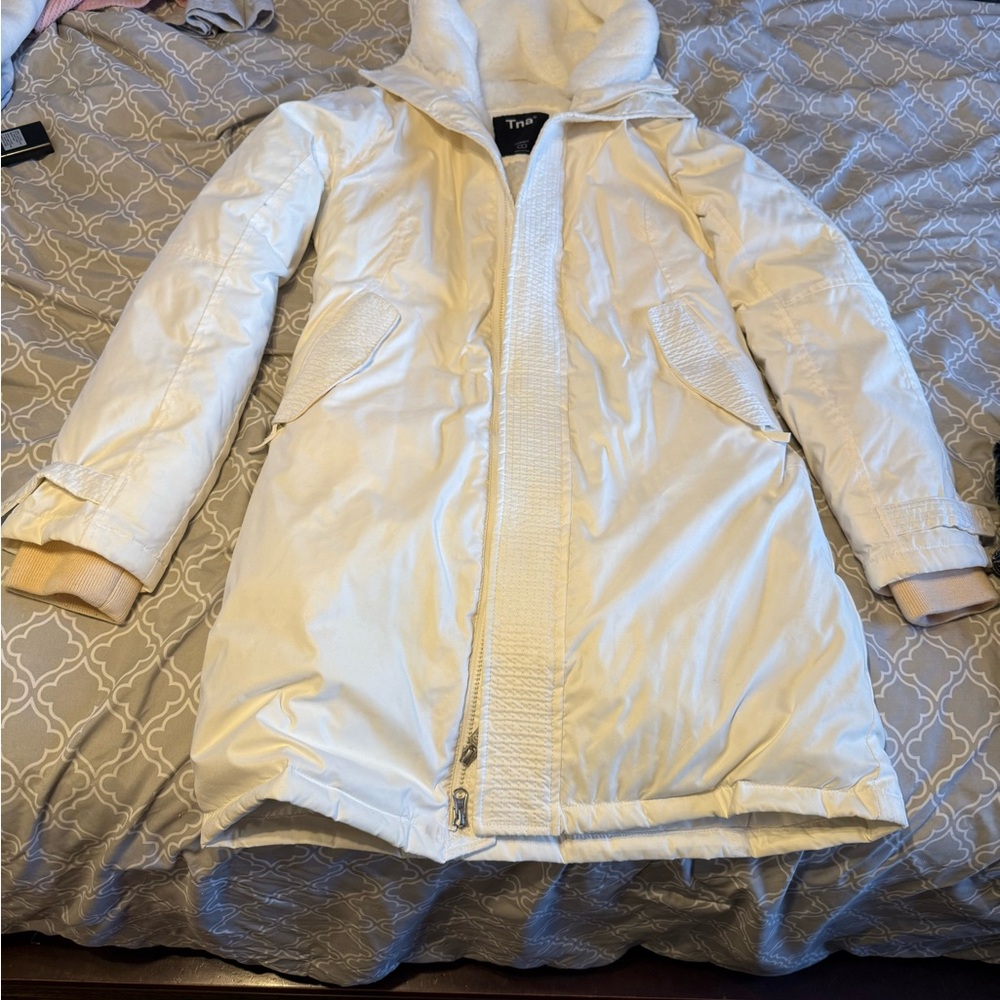 TNA Off-White Hooded Puffer Coat
